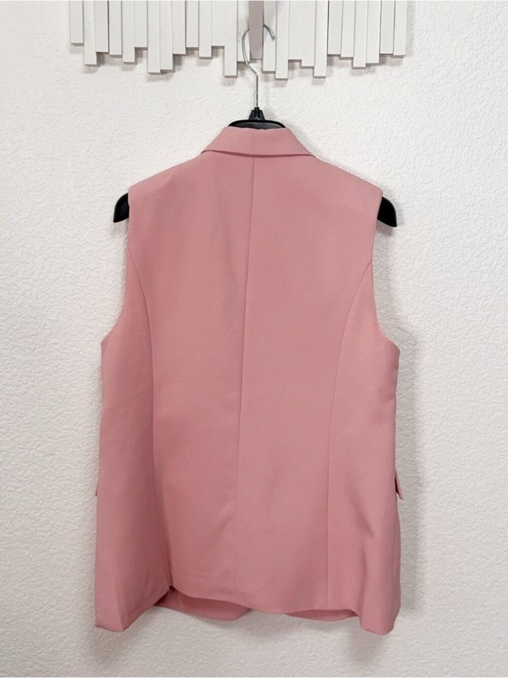 Miss Sparkling Pink Double Breasted Longline Blazer Vest - Picture 3 of 7